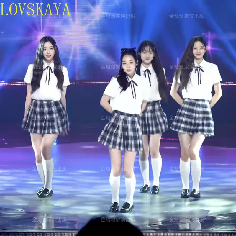 Kpop Girl Group Women Jazz Dancer Outfits Stage Costume Korean Stage Wear White Shirt JK Plaid Pleated Skirt Cheerleader Costume
Kpop Girl Group Women Jazz Dancer Outfits Stage Costume Korean Stage Wear White Shirt JK Plaid Pleated Skirt Cheerleader Costume