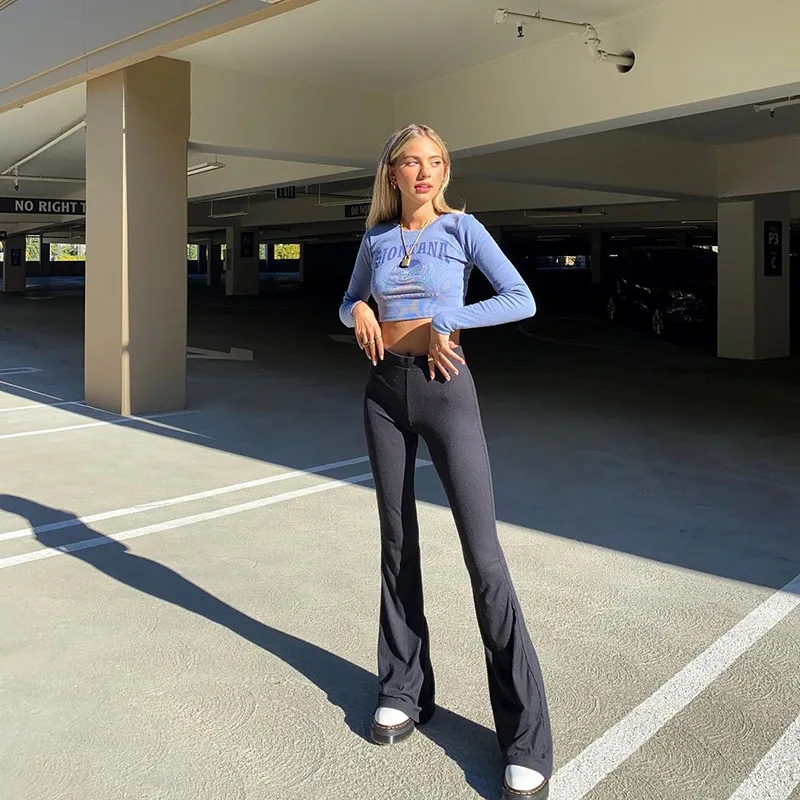 XIZOU Solid Black Woman Pants Slim Fitting High Waisted Streetwear Casual Flare Pants Women Clothes Full Length Capri Trouser
XIZOU Solid Black Woman Pants Slim Fitting High Waisted Streetwear Casual Flare Pants Women Clothes Full Length Capri Trouser