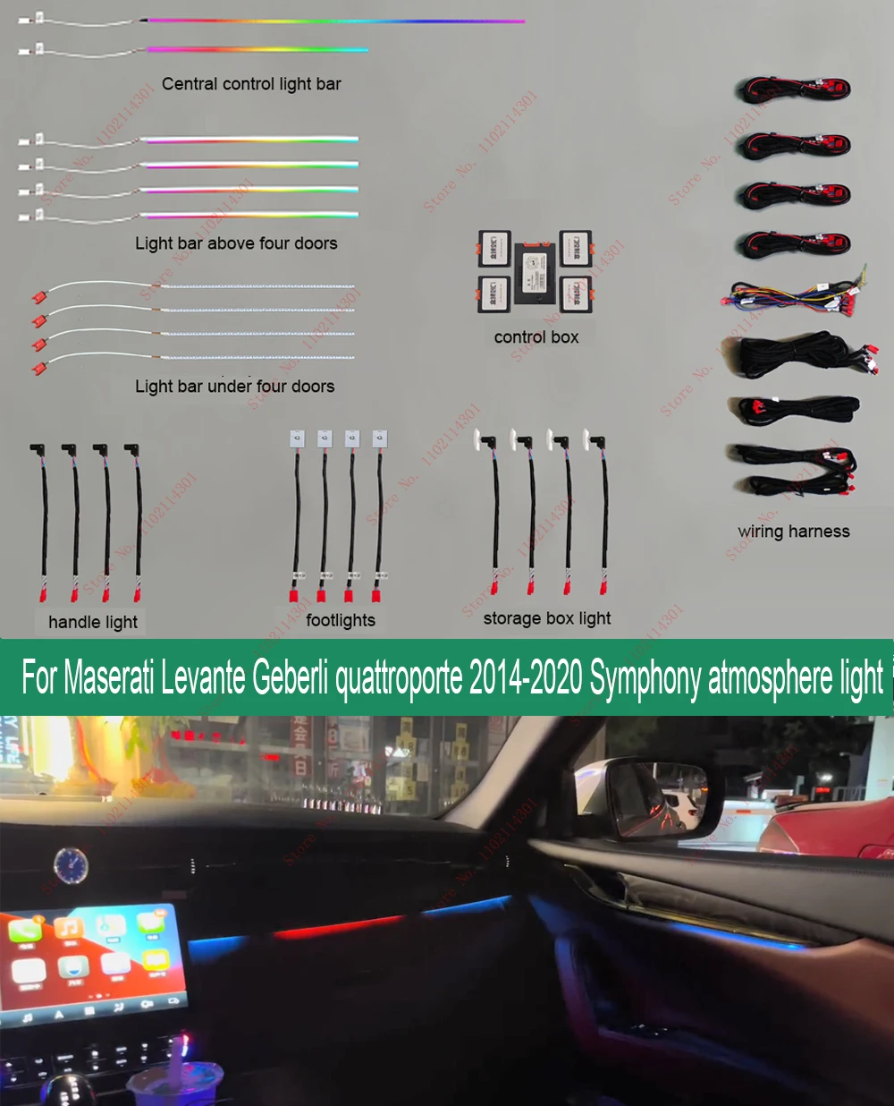 Symphony Ambient light 64 color for Maserati Geberli Levante quattroporte 2014-2020 atmosphere light car interior light
Symphony Ambient light 64 color for Maserati Geberli Levante quattroporte 2014-2020 atmosphere light car interior light