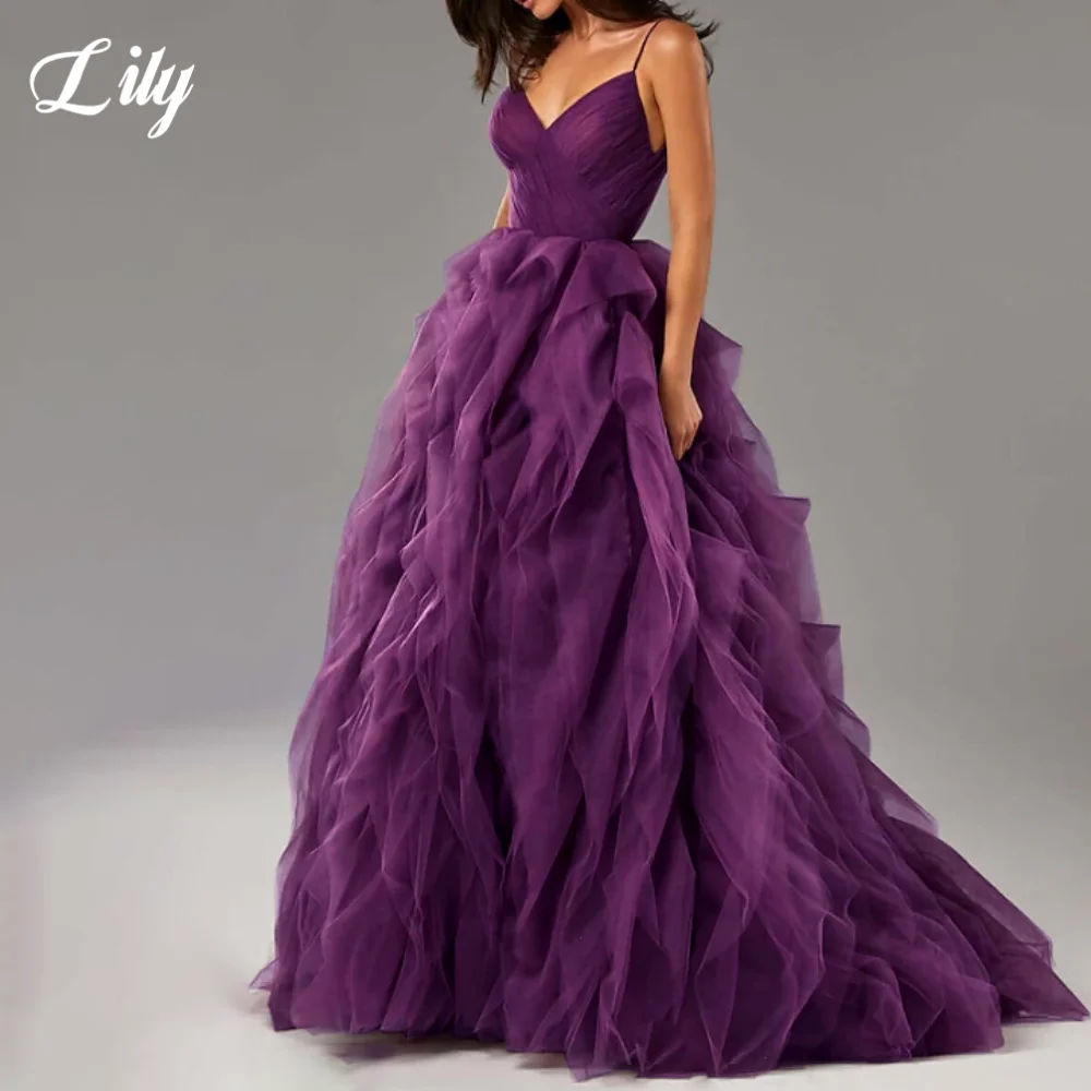 Lily Purple Elegant A Line Formal Dresses Pleating Layer Party Dress V-Neck Backless Spaghetti Straps Prom Dresses Customized
Lily Purple Elegant A Line Formal Dresses Pleating Layer Party Dress V-Neck Backless Spaghetti Straps Prom Dresses Customized