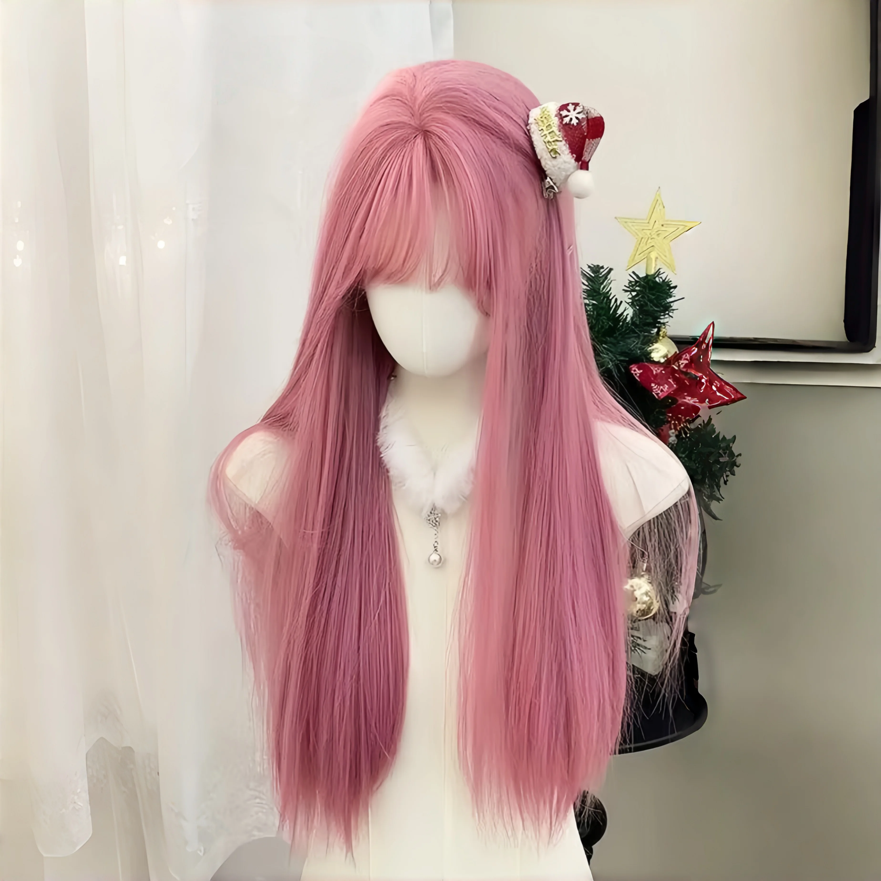 Ashely Sweetheart Pink Wig with Bangs 24inch Long Straight Hair Wigs High Temperature Fibers Synthetic Wigs 가발 Парики
Ashely Sweetheart Pink Wig with Bangs 24inch Long Straight Hair Wigs High Temperature Fibers Synthetic Wigs 가발 Парики
