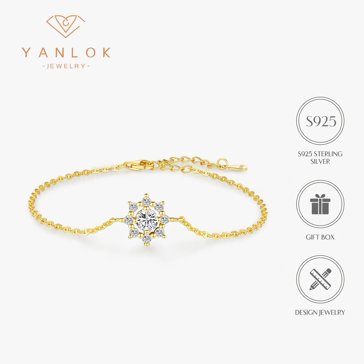 YANLOK 925 Sterling Silver High-end Sparkle Moissanite Snowflake Bracelet Classic Charms bracelet For Women Jewelry Accessory
YANLOK 925 Sterling Silver High-end Sparkle Moissanite Snowflake Bracelet Classic Charms bracelet For Women Jewelry Accessory