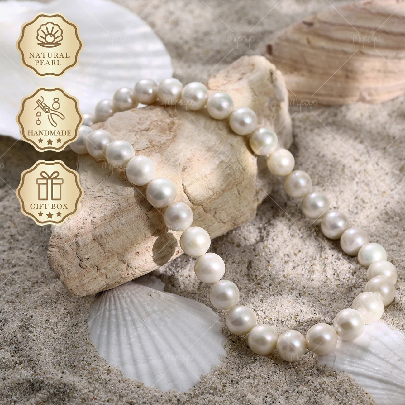 MYSOYA Large White Edison Freshwater Pearl Necklace 12mm+ Silver Ingot Clasp, Gift Box S336
MYSOYA Large White Edison Freshwater Pearl Necklace 12mm+ Silver Ingot Clasp, Gift Box S336