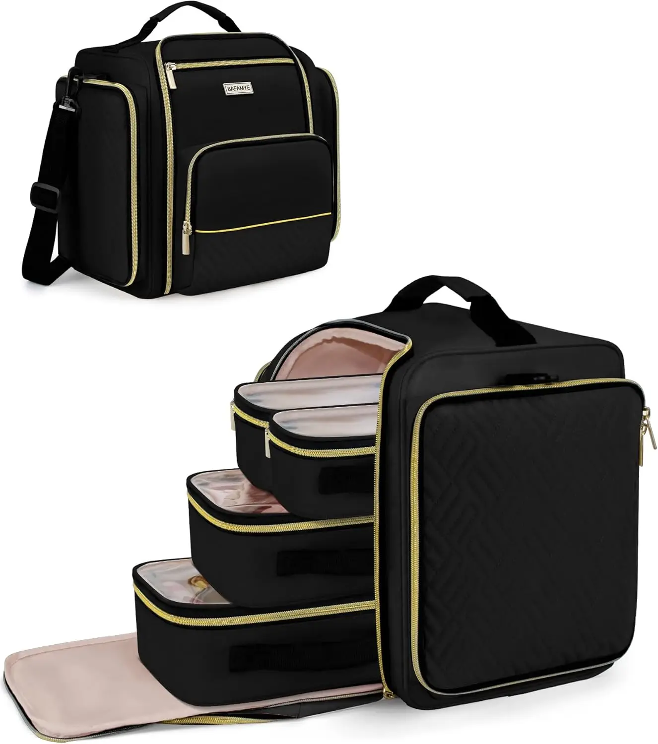 Large Travel Makeup Bag with 4 Removable Pockets, Multi-functional Cosmetic Organizer for Women, Black
Large Travel Makeup Bag with 4 Removable Pockets, Multi-functional Cosmetic Organizer for Women, Black