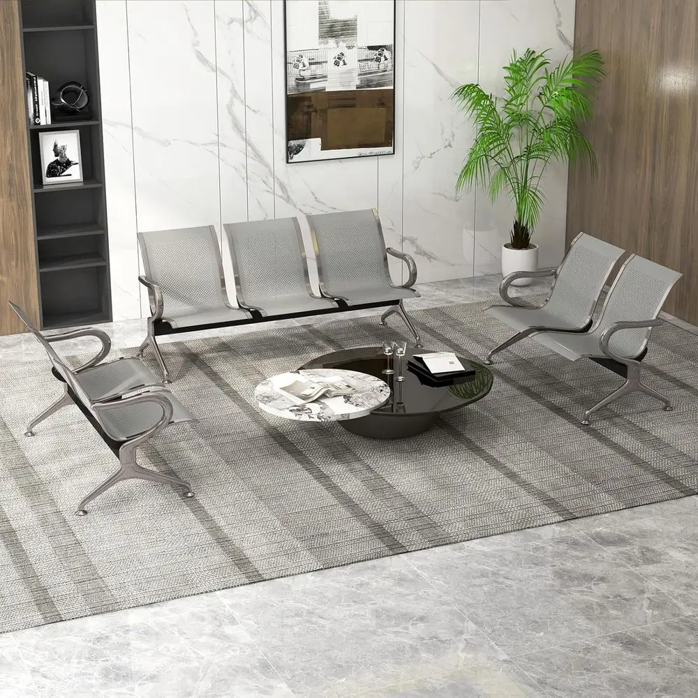 3-Piece Silver Mesh Waiting Room Bench Set with Armrests for Airport, Hospital, and Bank Waiting Areas
3-Piece Silver Mesh Waiting Room Bench Set with Armrests for Airport, Hospital, and Bank Waiting Areas