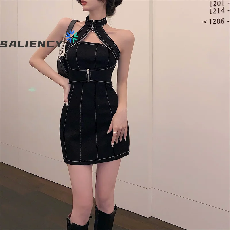 Sexy Streetwear Halter Sleeveless Denim Mini Dress Woman Summer Fashion Casual Lady Chic Zipper Skinny Dress Female Vestidos
Sexy Streetwear Halter Sleeveless Denim Mini Dress Woman Summer Fashion Casual Lady Chic Zipper Skinny Dress Female Vestidos
