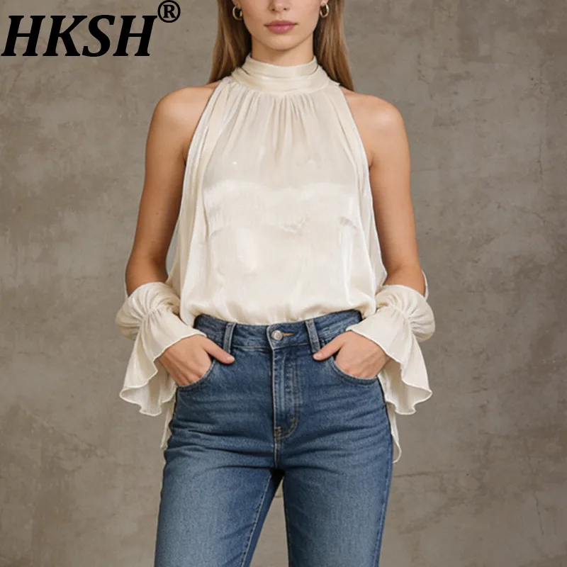 HKSH Women Shirt Pleated Off-shoulder Hollow Out Long Sleeves Solid Color Versatile Elegant Urban High Street Top Summer HK22885
HKSH Women Shirt Pleated Off-shoulder Hollow Out Long Sleeves Solid Color Versatile Elegant Urban High Street Top Summer HK22885