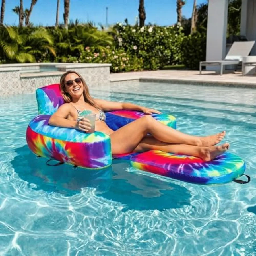 Pool lounger inflatable floats for pool, lake, river use; heavy-duty fabric; leopard, camo, tie-dye colors; 2-in-1 convertible
Pool lounger inflatable floats for pool, lake, river use; heavy-duty fabric; leopard, camo, tie-dye colors; 2-in-1 convertible