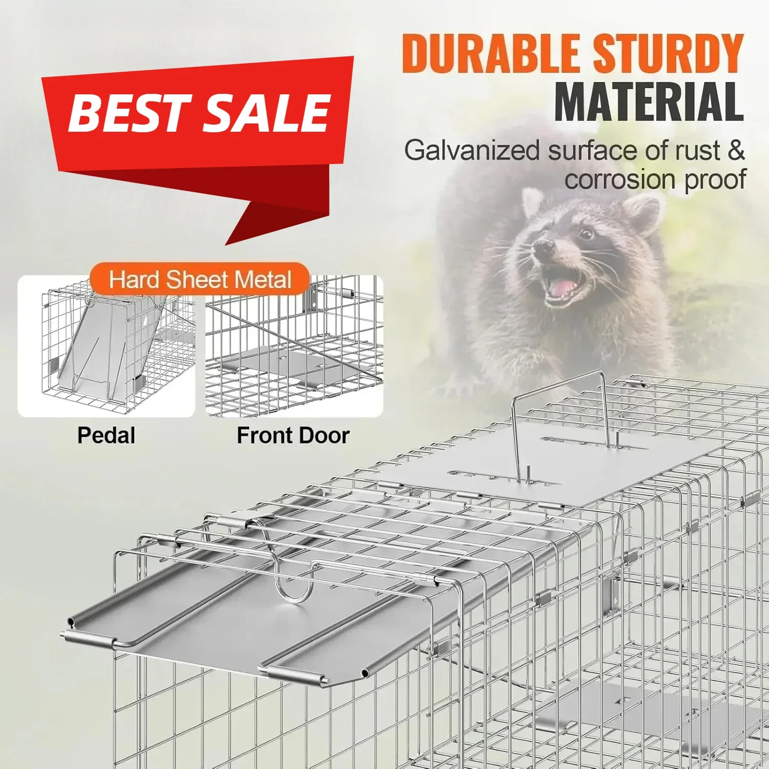 Folding Animal Trap with Handle for Small Rabbits Groundhogs,Live Animal Cage Trap,24" x 8" x 8" Humane Cat Trap Galvanized Iron
Folding Animal Trap with Handle for Small Rabbits Groundhogs,Live Animal Cage Trap,24" x 8" x 8" Humane Cat Trap Galvanized Iron