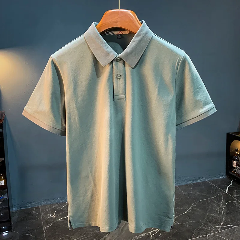 High end short sleeved polo men's 2025 summer light business casual half sleeved solid color lapel T-shirt
High end short sleeved polo men's 2025 summer light business casual half sleeved solid color lapel T-shirt