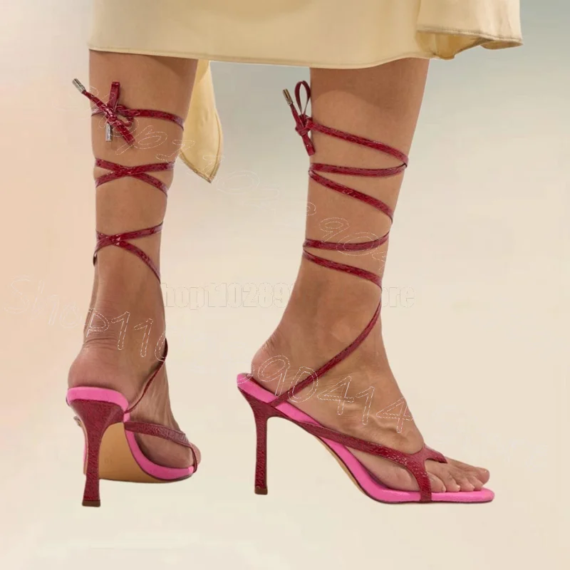 Rose Red Alligator Print Flip Flop Twine Sandals Lace Up Women Shoes Thin High Heels New Party Banquet 2026 Zapatos Para Mujere
Rose Red Alligator Print Flip Flop Twine Sandals Lace Up Women Shoes Thin High Heels New Party Banquet 2026 Zapatos Para Mujere