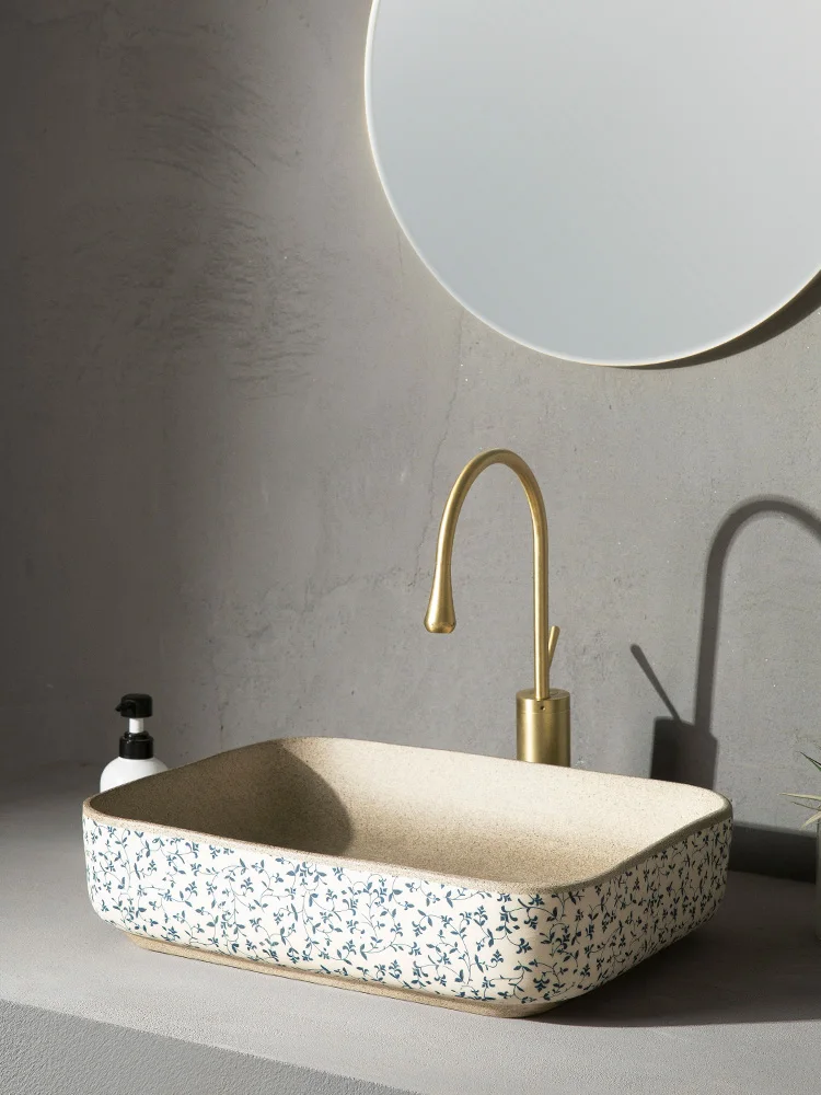 Square retro style washbasin high-end countertop basin household ceramic balcony bathroom washbasin
Square retro style washbasin high-end countertop basin household ceramic balcony bathroom washbasin