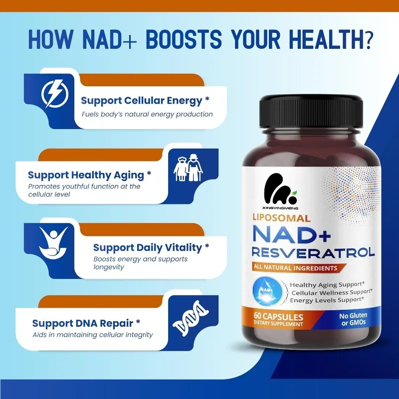 NAD+RESVERATROL Черный перец из Quercetin Fiber - против старения, поддержка уровня энергии - 60 вегетарианских капсул
NAD+RESVERATROL Черный перец из Quercetin Fiber - против старения, поддержка уровня энергии - 60 вегетарианских капсул