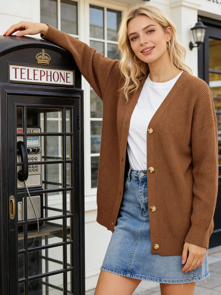 Simple Button-Down Cardigan Solid Long-Sleeve Blouse Christmas Sweater Korean Popular Women's Clothes Outerwear New Products Top
Simple Button-Down Cardigan Solid Long-Sleeve Blouse Christmas Sweater Korean Popular Women's Clothes Outerwear New Products Top