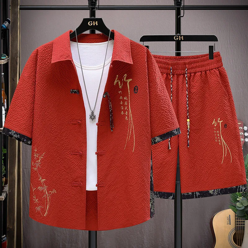 Chinese Style Lapel Shirts+shorts Men's Sets Summer Ice Silk Breathable Short Sleeve Shirt Loose Casual Shorts Pant Men Clothing
Chinese Style Lapel Shirts+shorts Men's Sets Summer Ice Silk Breathable Short Sleeve Shirt Loose Casual Shorts Pant Men Clothing