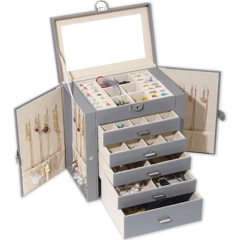 Jewelry Box For women, 6 Layer Large Jewelry Organizer With Mirror, Multi-Function Storage Box With Lock, Accessory
Jewelry Box For women, 6 Layer Large Jewelry Organizer With Mirror, Multi-Function Storage Box With Lock, Accessory