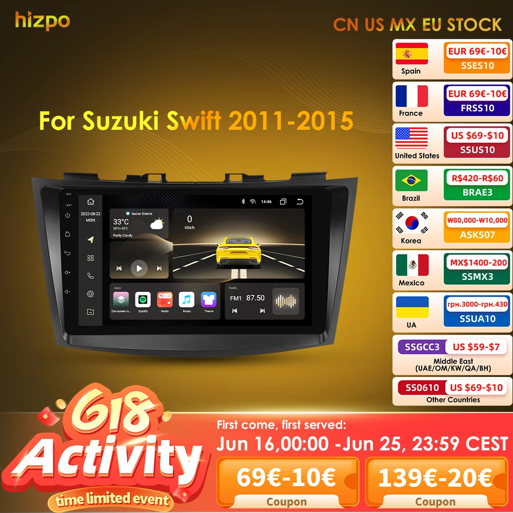 Hizpo автомобильный радиоприемник-мультимедийный плеер для Suzuki Swift 4 2011 2012 2013 2014 2015, восьмиядерный Android, авто, GPS-навигация, стерео DSP
Hizpo автомобильный радиоприемник-мультимедийный плеер для Suzuki Swift 4 2011 2012 2013 2014 2015, восьмиядерный Android, авто, GPS-навигация, стерео DSP