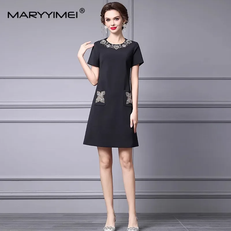 MARYYIMEI New summer Women's Dress Beading Short-Sleeved Slim Solid Color Party A-Line Short Dresses
MARYYIMEI New summer Women's Dress Beading Short-Sleeved Slim Solid Color Party A-Line Short Dresses