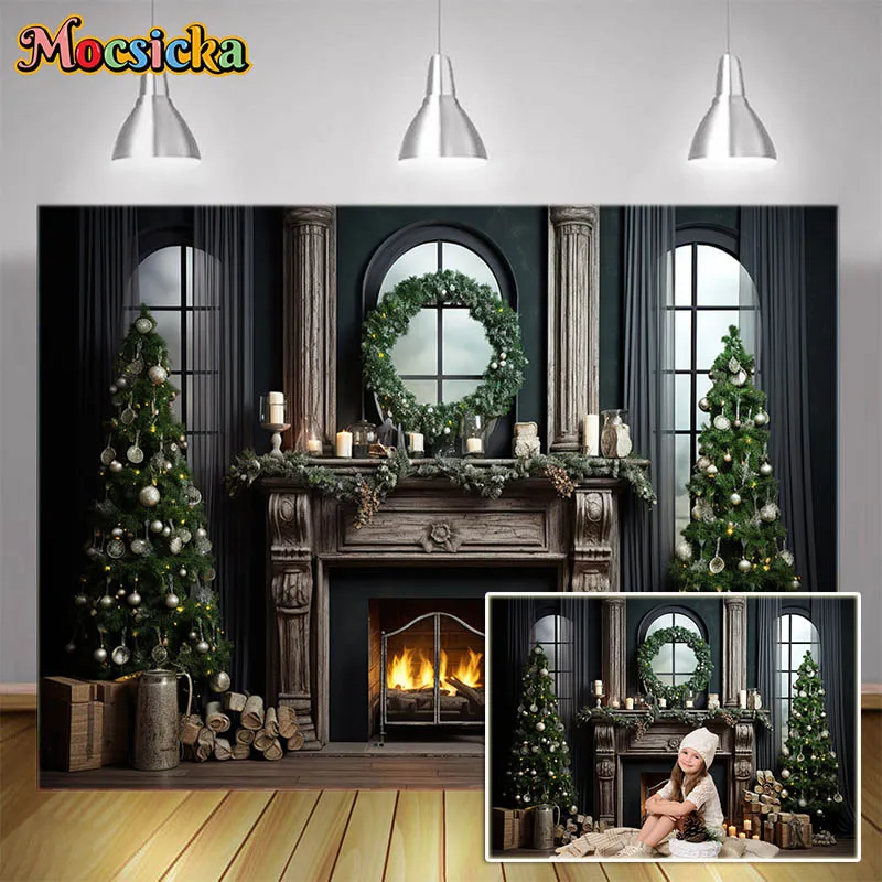 Winter Christmas Backdrops for Photography Green Wall Xmas fireplace bookshelf and tree Baby Photo Background Photocall Props
Winter Christmas Backdrops for Photography Green Wall Xmas fireplace bookshelf and tree Baby Photo Background Photocall Props
