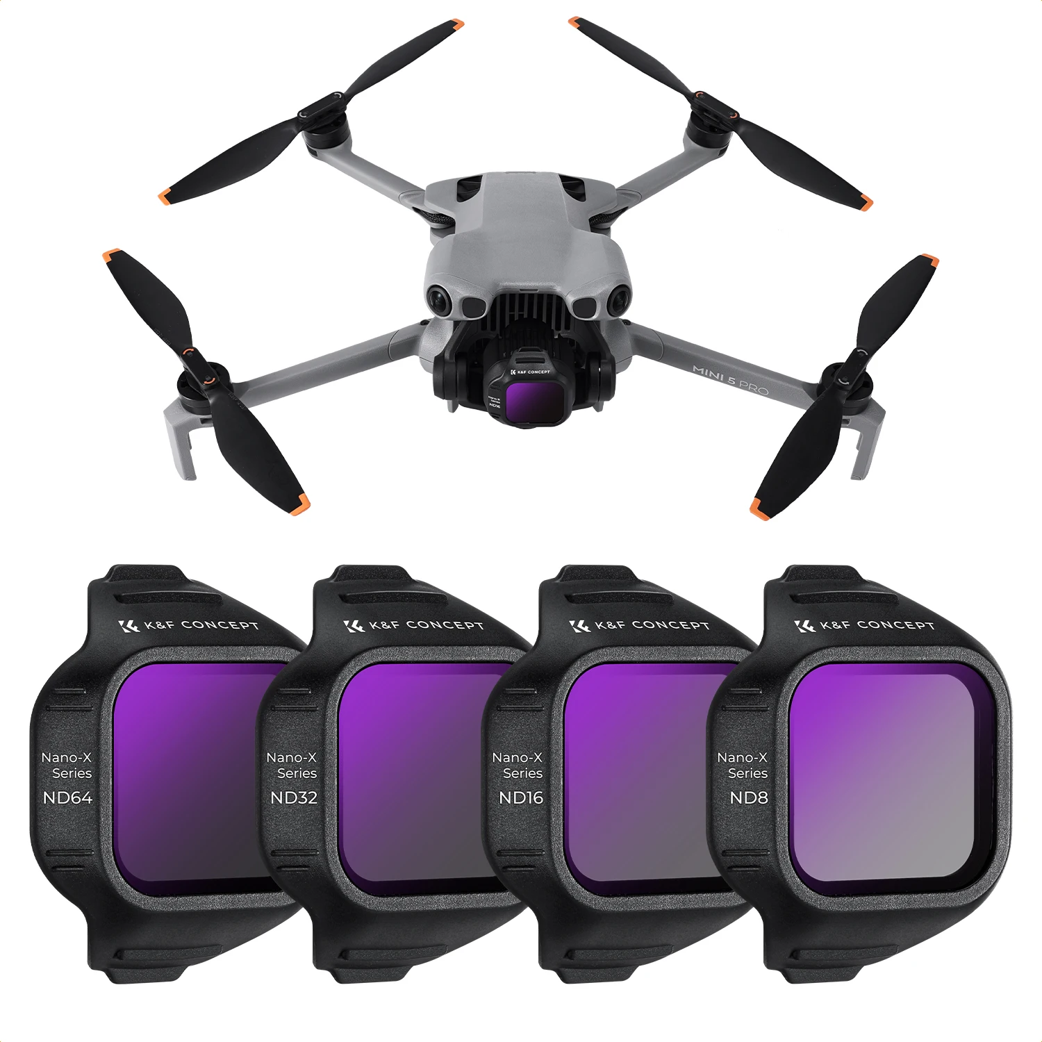 K&F CONCEPT ND Filter Set for DJI Mini 5 Pro (4 Pack) ND8 ND16 ND32 ND64 Snap On Multi-Coated Neutral Density Drone Filter
K&F CONCEPT ND Filter Set for DJI Mini 5 Pro (4 Pack) ND8 ND16 ND32 ND64 Snap On Multi-Coated Neutral Density Drone Filter