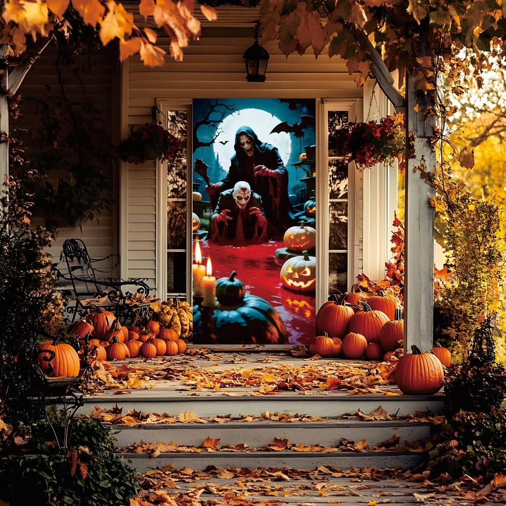 Large Halloween Banner 180x90cm (70.9x35.4in) - Spooky Grim Reaper Zombie Jack-o-lantern Bats Castle Full Moon Party Decor
Large Halloween Banner 180x90cm (70.9x35.4in) - Spooky Grim Reaper Zombie Jack-o-lantern Bats Castle Full Moon Party Decor