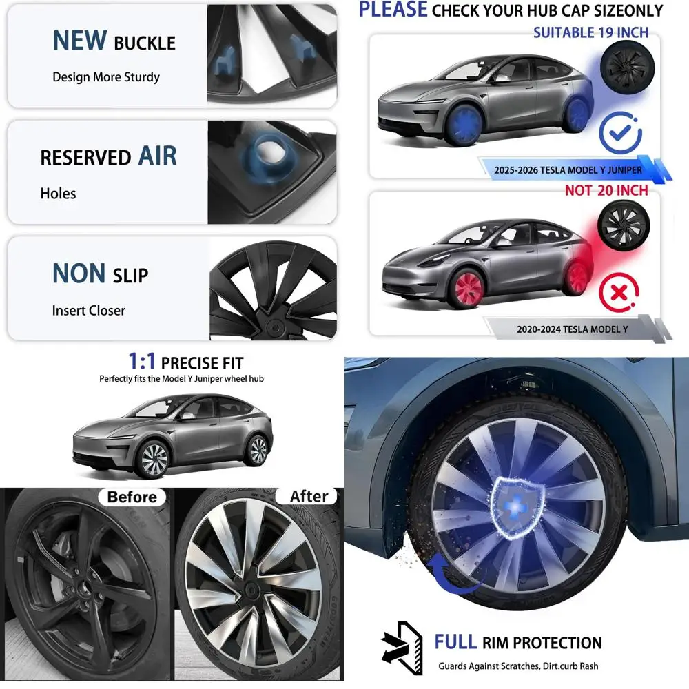 Wheel Covers Hubcap for 2025 2026 Tesla Model Y Juniper 19 Inch,Cover Curb Rash Wheel Rim Scratch,ABS Rim Guard Covers 4Pcs for
Wheel Covers Hubcap for 2025 2026 Tesla Model Y Juniper 19 Inch,Cover Curb Rash Wheel Rim Scratch,ABS Rim Guard Covers 4Pcs for