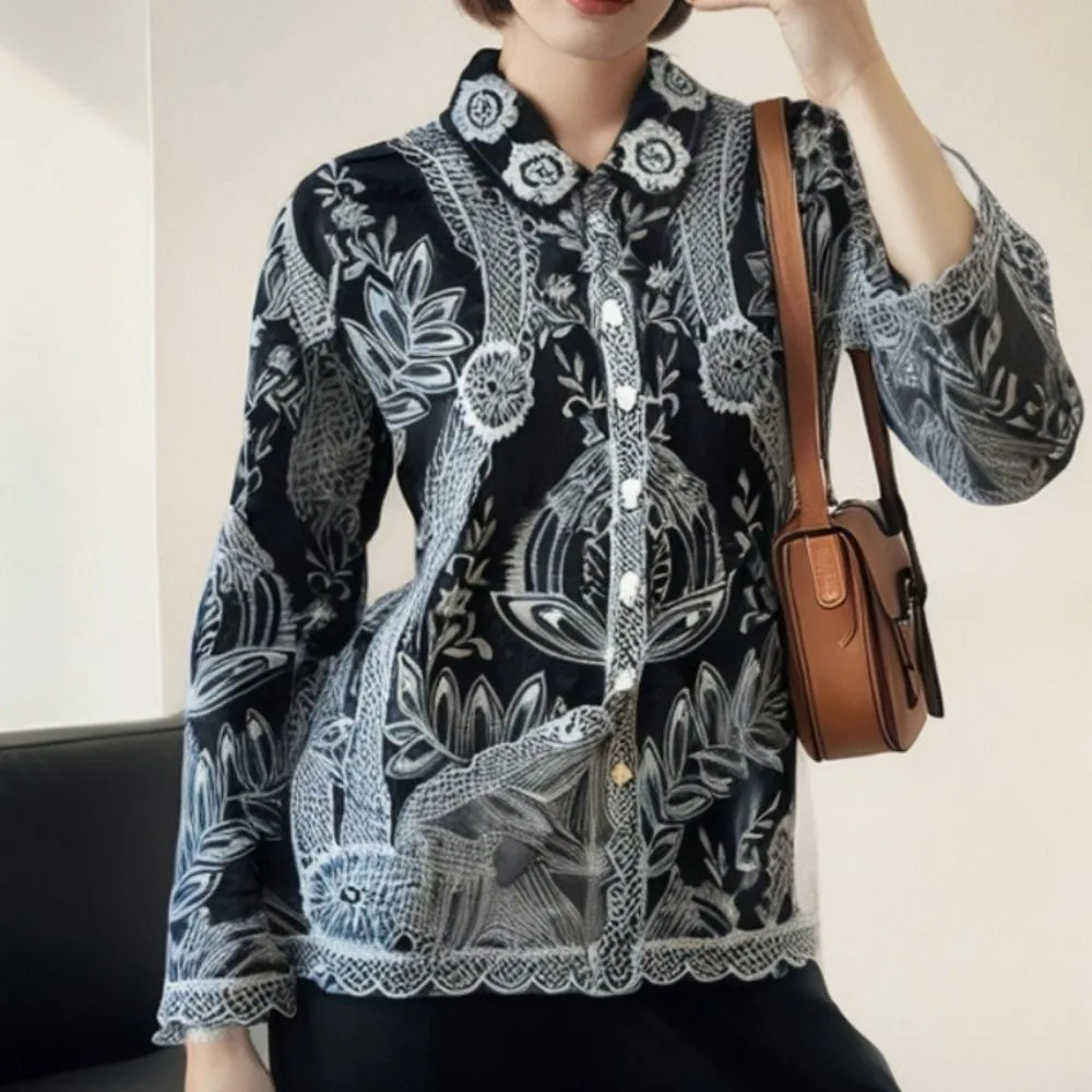 Fashion Ethnic Style Blouse for Women Cardigans Irregular Hem Embroidery Lace Top Sweet Lapel Floral Shirts Summer
Fashion Ethnic Style Blouse for Women Cardigans Irregular Hem Embroidery Lace Top Sweet Lapel Floral Shirts Summer