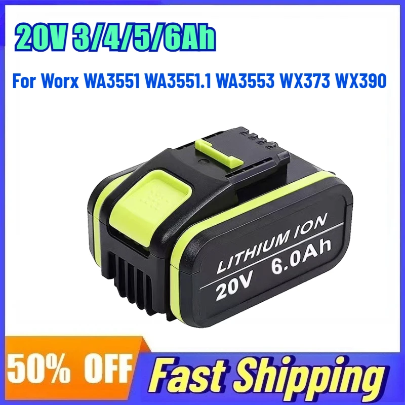 Аккумуляторная батарея 20 В 3/4/5/6 Ач для Worx WA3551 WA3551.1 WA3553 WX373 WX390 с зарядным дисплеем
Аккумуляторная батарея 20 В 3/4/5/6 Ач для Worx WA3551 WA3551.1 WA3553 WX373 WX390 с зарядным дисплеем