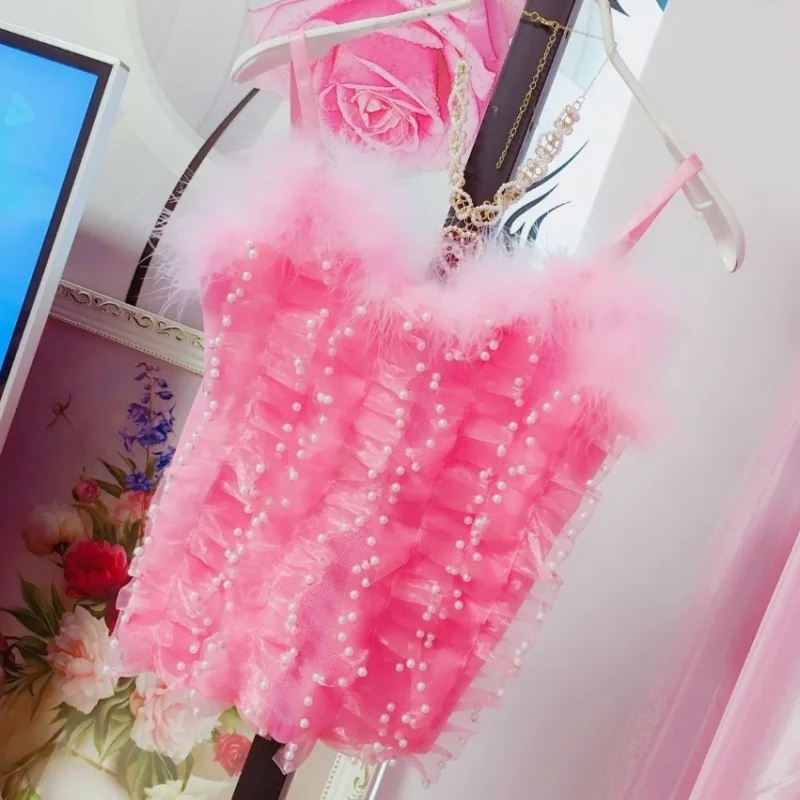 Розовые сексуальные укороченные топы для девочек, эластичные подтяжки, жилет, милые кружевные пушистые топы с бантом, вечерние топы-бретельки для переодевания
Розовые сексуальные укороченные топы для девочек, эластичные подтяжки, жилет, милые кружевные пушистые топы с бантом, вечерние топы-бретельки для переодевания