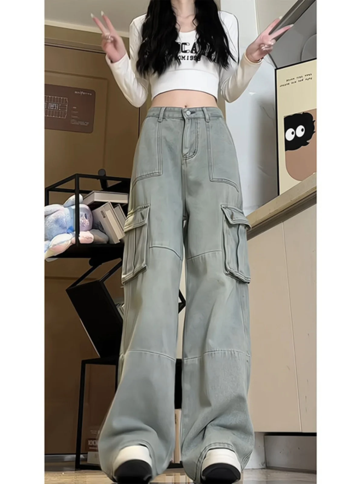 Retro American High Waist Workwear Jeans Men's Autumn Winter Trendy Brand Premium Feel Washed Wide Leg Pants Big Pockets
Retro American High Waist Workwear Jeans Men's Autumn Winter Trendy Brand Premium Feel Washed Wide Leg Pants Big Pockets