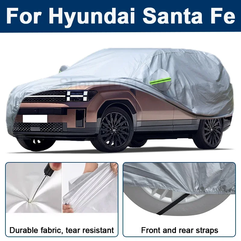 Всепогодный чехол для автомобиля Hyundai Santa Fe с отражающими полосами, водонепроницаемый, снегозащитный, пылезащитный, с защитой от УФ-излучения, автоаксессуары
Всепогодный чехол для автомобиля Hyundai Santa Fe с отражающими полосами, водонепроницаемый, снегозащитный, пылезащитный, с защитой от УФ-излучения, автоаксессуары