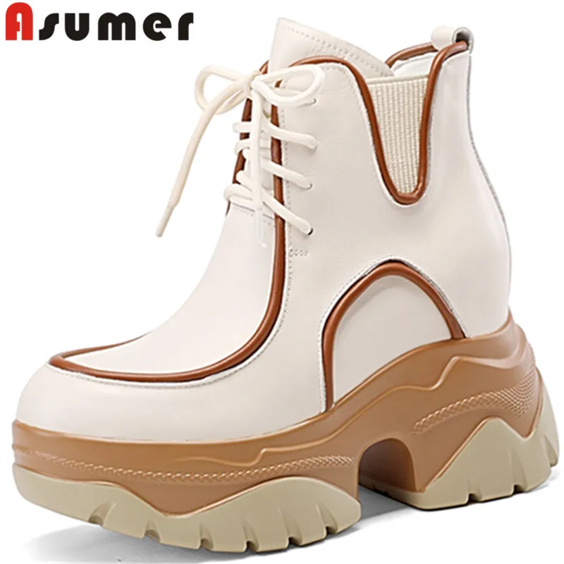 ASUMER 2022 New Lace Up Flat With Heels Ladies Platform Shoes Genuine Leather Women Boots Mixed Colors Ankle Boots
ASUMER 2022 New Lace Up Flat With Heels Ladies Platform Shoes Genuine Leather Women Boots Mixed Colors Ankle Boots