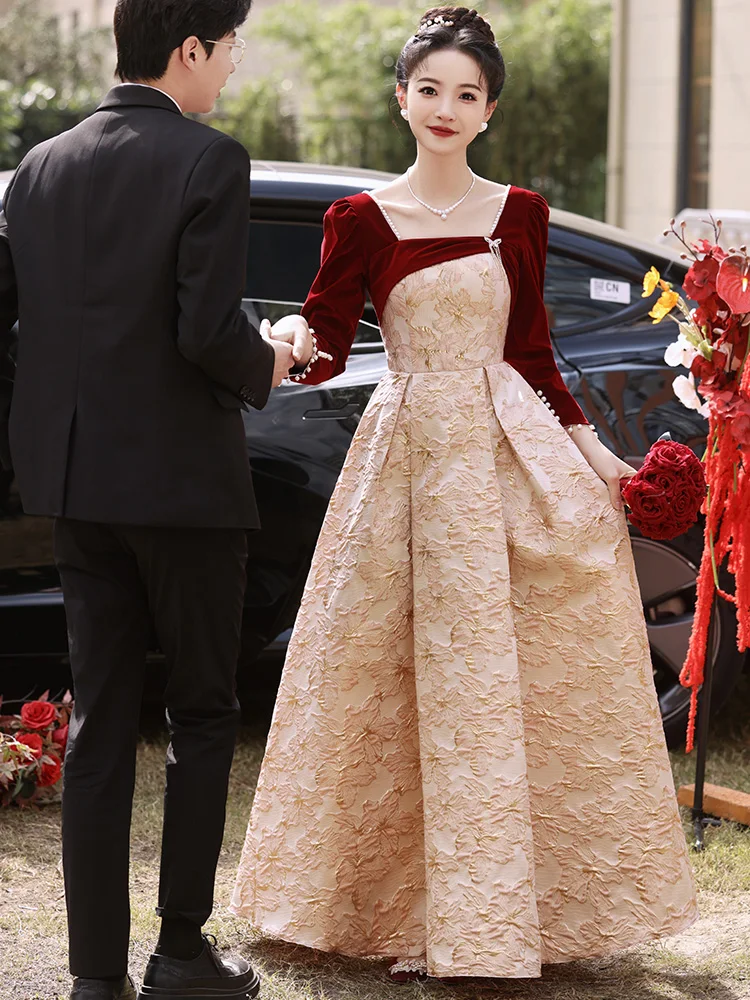 Wedding Dr Red Long Sve Square Collar Engagement Par Dr Korean Sle Floor Length Pearl Embellied Evening Gown
Wedding Dr Red Long Sve Square Collar Engagement Par Dr Korean Sle Floor Length Pearl Embellied Evening Gown