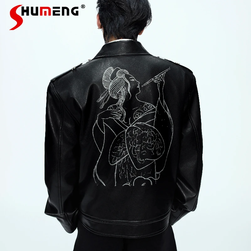 Men's 2025 Autumn New High-End Pin Faux Leather Jackets Fashion Retro Short Style Coats Personality Long Sleeve Zipper Jackets
Men's 2025 Autumn New High-End Pin Faux Leather Jackets Fashion Retro Short Style Coats Personality Long Sleeve Zipper Jackets