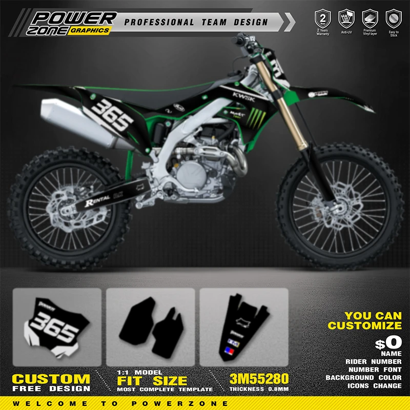 PowerZone Custom Team Adhesive Decals Vinyl Sticker Kit For Kawasaki 2019 -2023 KXF KX450 2021-2024 KXF KX250 Motorcycle 08
PowerZone Custom Team Adhesive Decals Vinyl Sticker Kit For Kawasaki 2019 -2023 KXF KX450 2021-2024 KXF KX250 Motorcycle 08