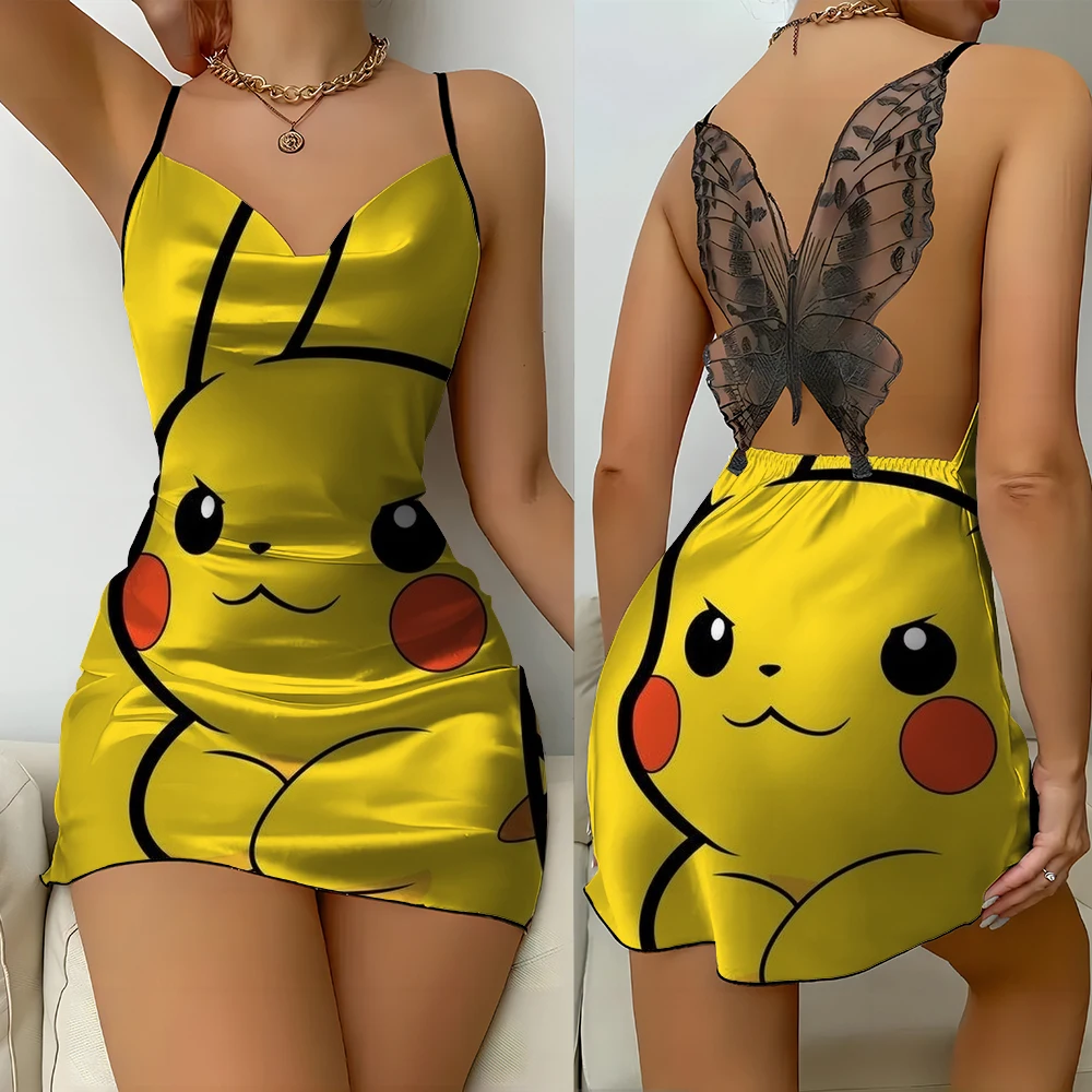 Butterfly lace sexy backless suspender v-neck spring and summer new anime cartoon pattern printed women's dress pokemon
Butterfly lace sexy backless suspender v-neck spring and summer new anime cartoon pattern printed women's dress pokemon