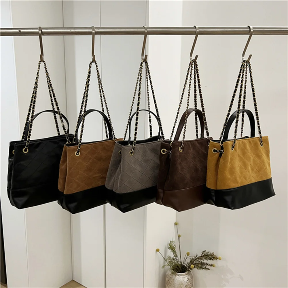 Vintage Women Suede Bucket Bags Patchwork Pu Plaid Print Chain Shoulder Bags Large Capacity Female Daily Commuter Handbags
Vintage Women Suede Bucket Bags Patchwork Pu Plaid Print Chain Shoulder Bags Large Capacity Female Daily Commuter Handbags