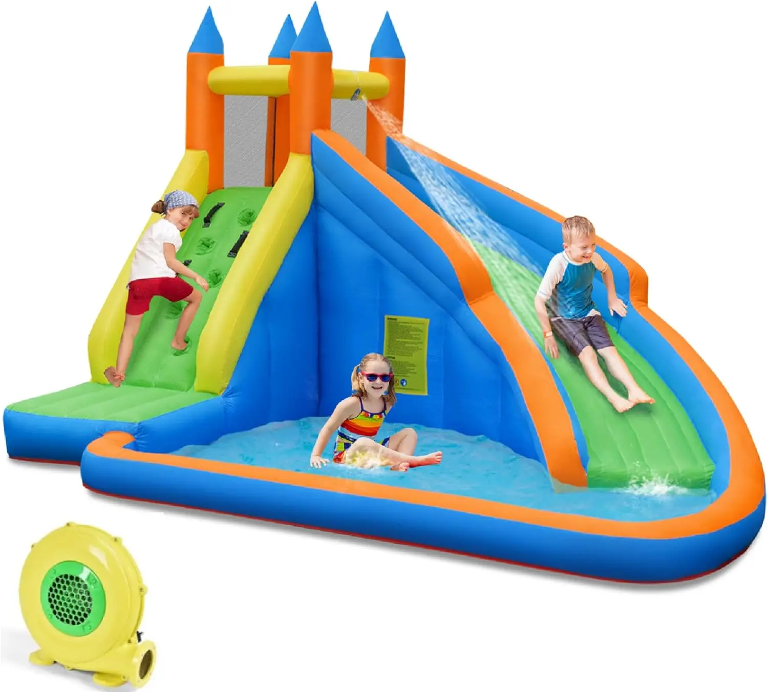 Giant Inflatable Water Slide Bouncy Castle with Climbing Wall and Splash Pool for Backyard - Outdoor Blow Up Water Park for Kids and Adults (Includes 480W Blower)
Giant Inflatable Water Slide Bouncy Castle with Climbing Wall and Splash Pool for Backyard - Outdoor Blow Up Water Park for Kids and Adults (Includes 480W Blower)