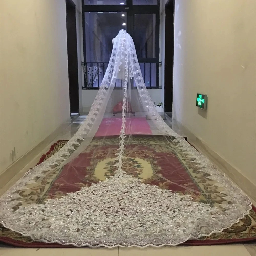 Luxury Shiny Sequins Bridal Veil Cathedral Bridal Veil Lace Edge 1 Layer Metal Comb 5-meter Long Wedding Accessories
Luxury Shiny Sequins Bridal Veil Cathedral Bridal Veil Lace Edge 1 Layer Metal Comb 5-meter Long Wedding Accessories