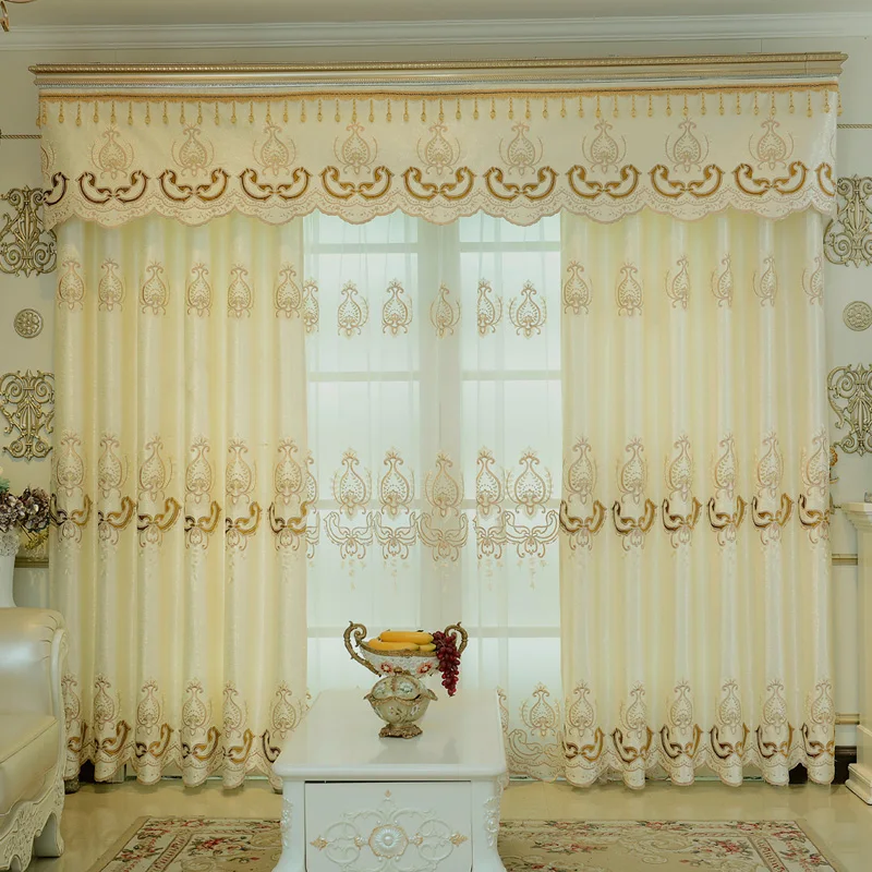 Custom curtain european modern geometry lace embroidered chenille velvet yellow cloth blackout curtain tulle valance drape M1375
Custom curtain european modern geometry lace embroidered chenille velvet yellow cloth blackout curtain tulle valance drape M1375