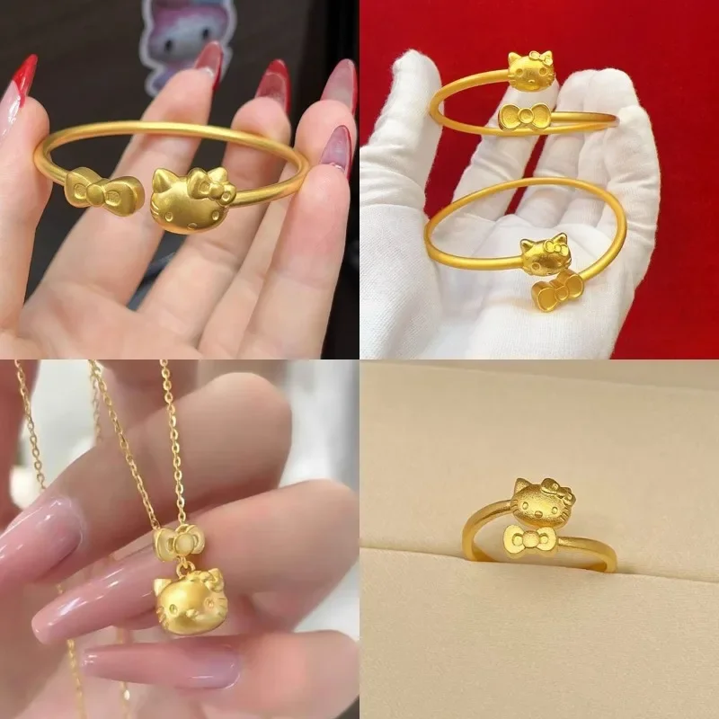 Hello Kitty Sand Golden Jewelry Sanrio Anime Figures Bracelets Rings Necklace Cartoon High-quality Birthday Gifts for Girlfriend
Hello Kitty Sand Golden Jewelry Sanrio Anime Figures Bracelets Rings Necklace Cartoon High-quality Birthday Gifts for Girlfriend