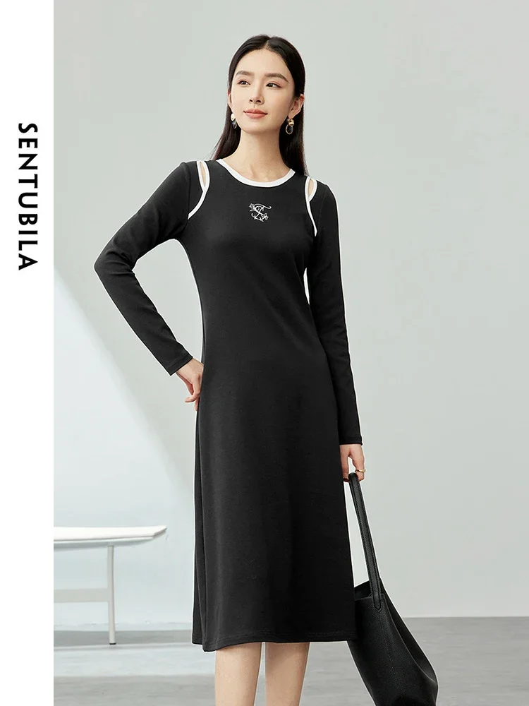 SENTUBILA Embroidery Black Knitted Dresses for Women Spring Autumn Contrast Cut Out Shoulder Midi Dress Woman Clothing141L53452
SENTUBILA Embroidery Black Knitted Dresses for Women Spring Autumn Contrast Cut Out Shoulder Midi Dress Woman Clothing141L53452