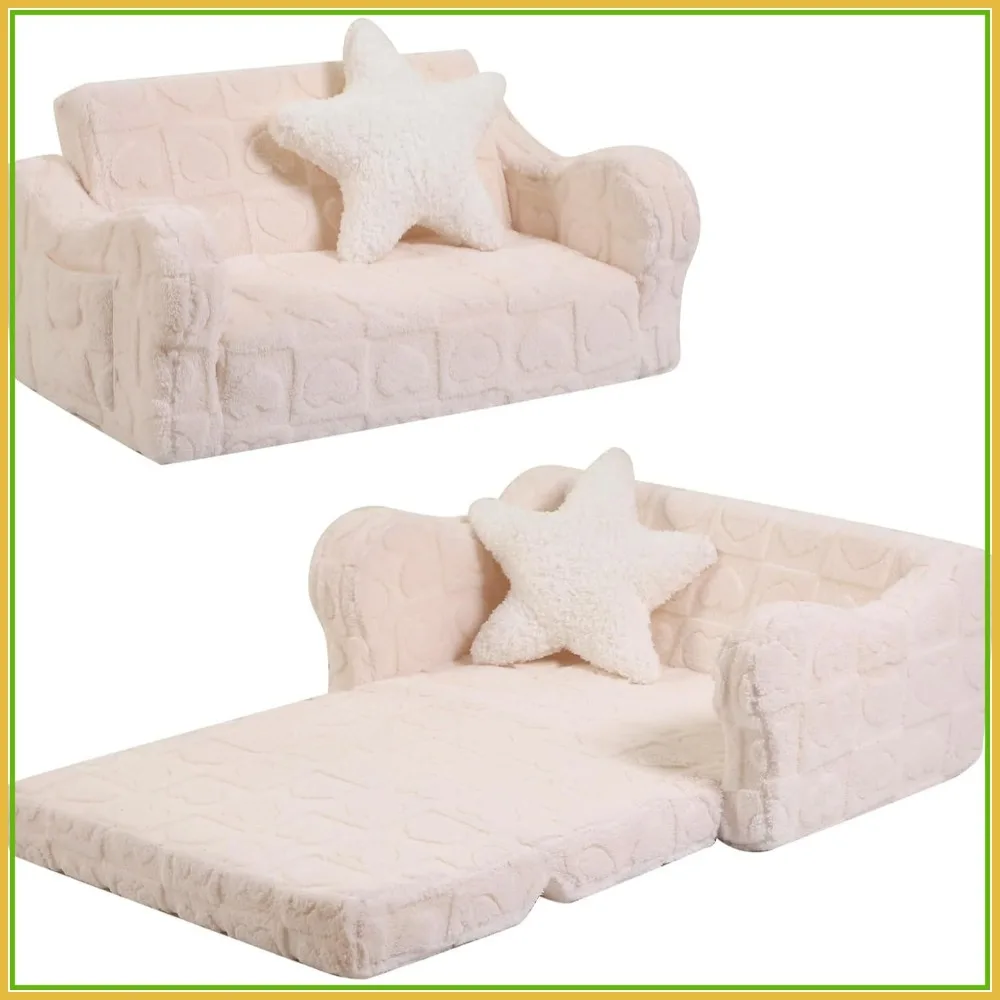 2-in-1 Kids Soft Couch Fold Out with Star Pillow, Foldable Sofa to Lounger, Large Cream Heart
2-in-1 Kids Soft Couch Fold Out with Star Pillow, Foldable Sofa to Lounger, Large Cream Heart