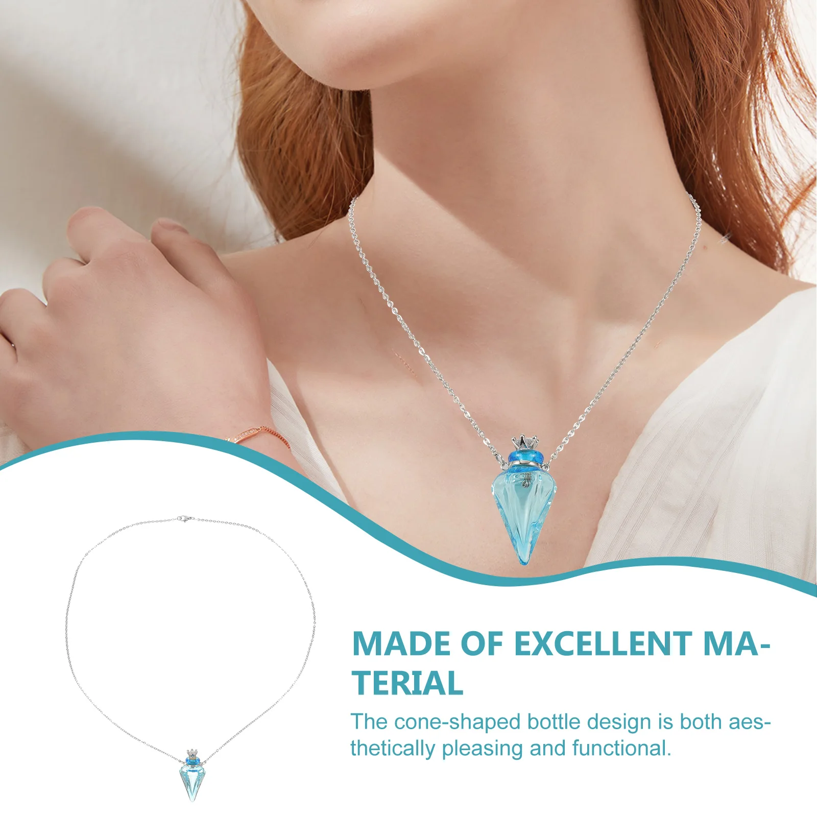 Essential Oil Diffuser Pendant Cone Shaped Necklace Aromatherapy Blue Gemstone Women Necklace Durability Fade Resistance
Essential Oil Diffuser Pendant Cone Shaped Necklace Aromatherapy Blue Gemstone Women Necklace Durability Fade Resistance