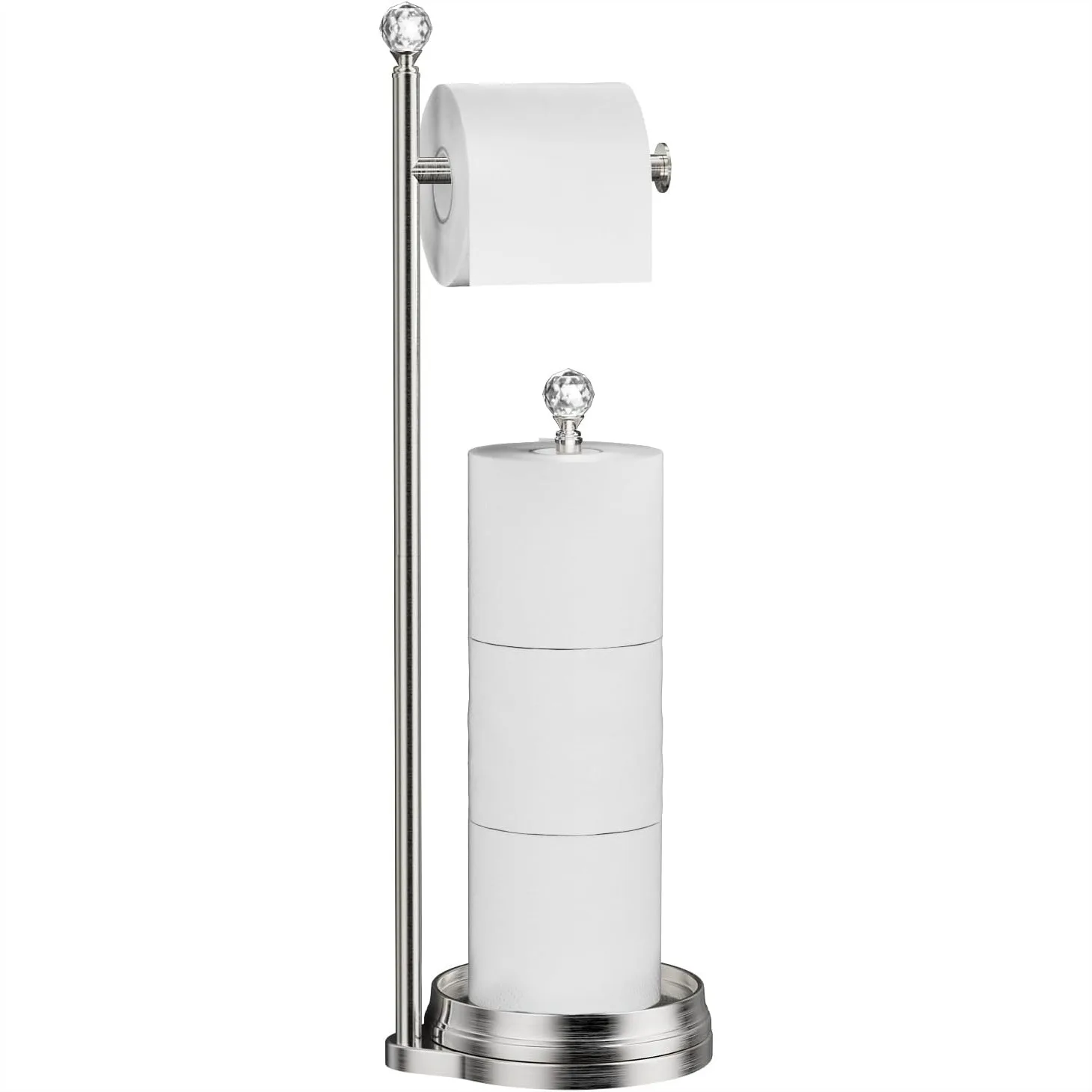 Heavy Weighted Metal Free Standing Toilet Paper Holder with Crystal Ball, Space Saving Roll Stand for Bathroom Accessories
Heavy Weighted Metal Free Standing Toilet Paper Holder with Crystal Ball, Space Saving Roll Stand for Bathroom Accessories