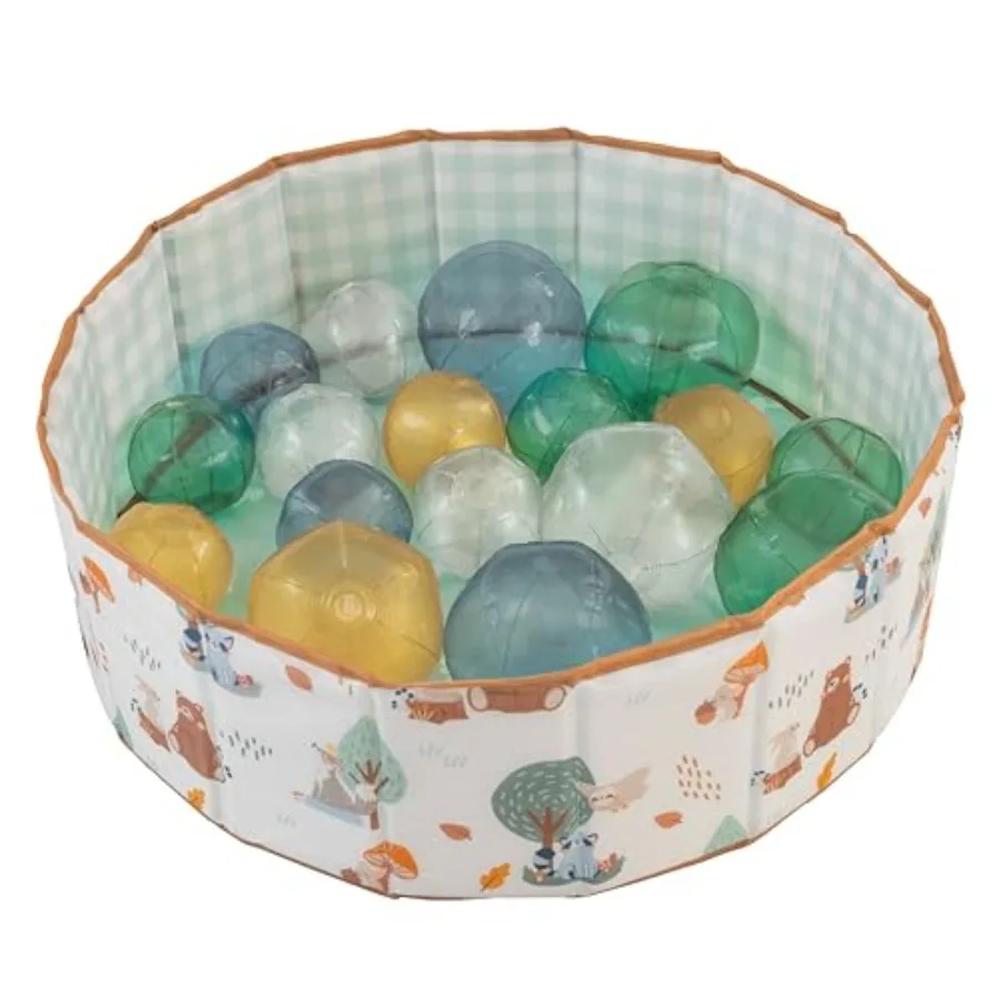 Baby ball pit for indoor play, PVC inflatable balls and soft foam walls, reversible gingham woodland print, foldable design for
Baby ball pit for indoor play, PVC inflatable balls and soft foam walls, reversible gingham woodland print, foldable design for