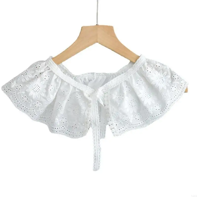 N5KB Korean Women Sweet Girls for Doll White Faux Collar Pleated Shawl Hollow Out Embroidery Pattern Wavy Trim
N5KB Korean Women Sweet Girls for Doll White Faux Collar Pleated Shawl Hollow Out Embroidery Pattern Wavy Trim