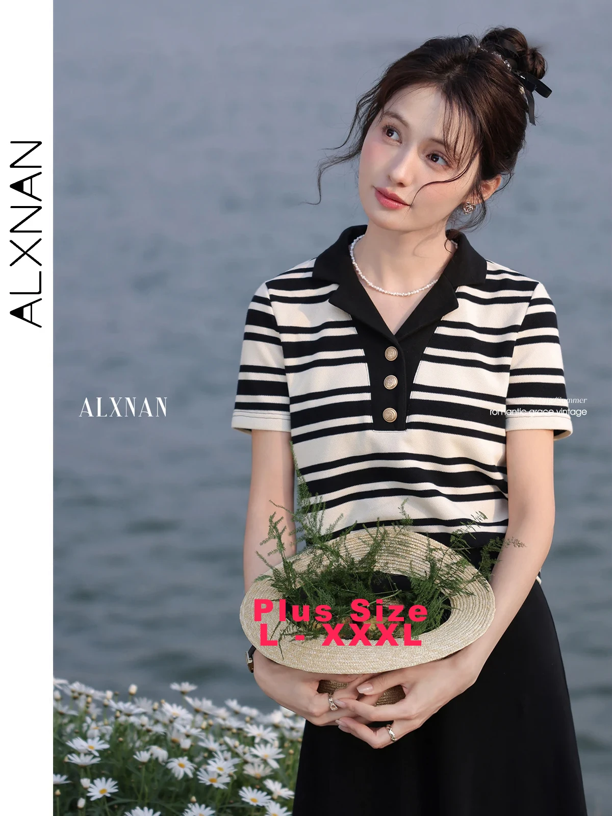 ALXNAN Plus Size Striped T-shirt Polo Collar Short Sleeve Knitted Women's T-shirt 2025 Summer Elegant Casual Tops Ladies D10607
ALXNAN Plus Size Striped T-shirt Polo Collar Short Sleeve Knitted Women's T-shirt 2025 Summer Elegant Casual Tops Ladies D10607
