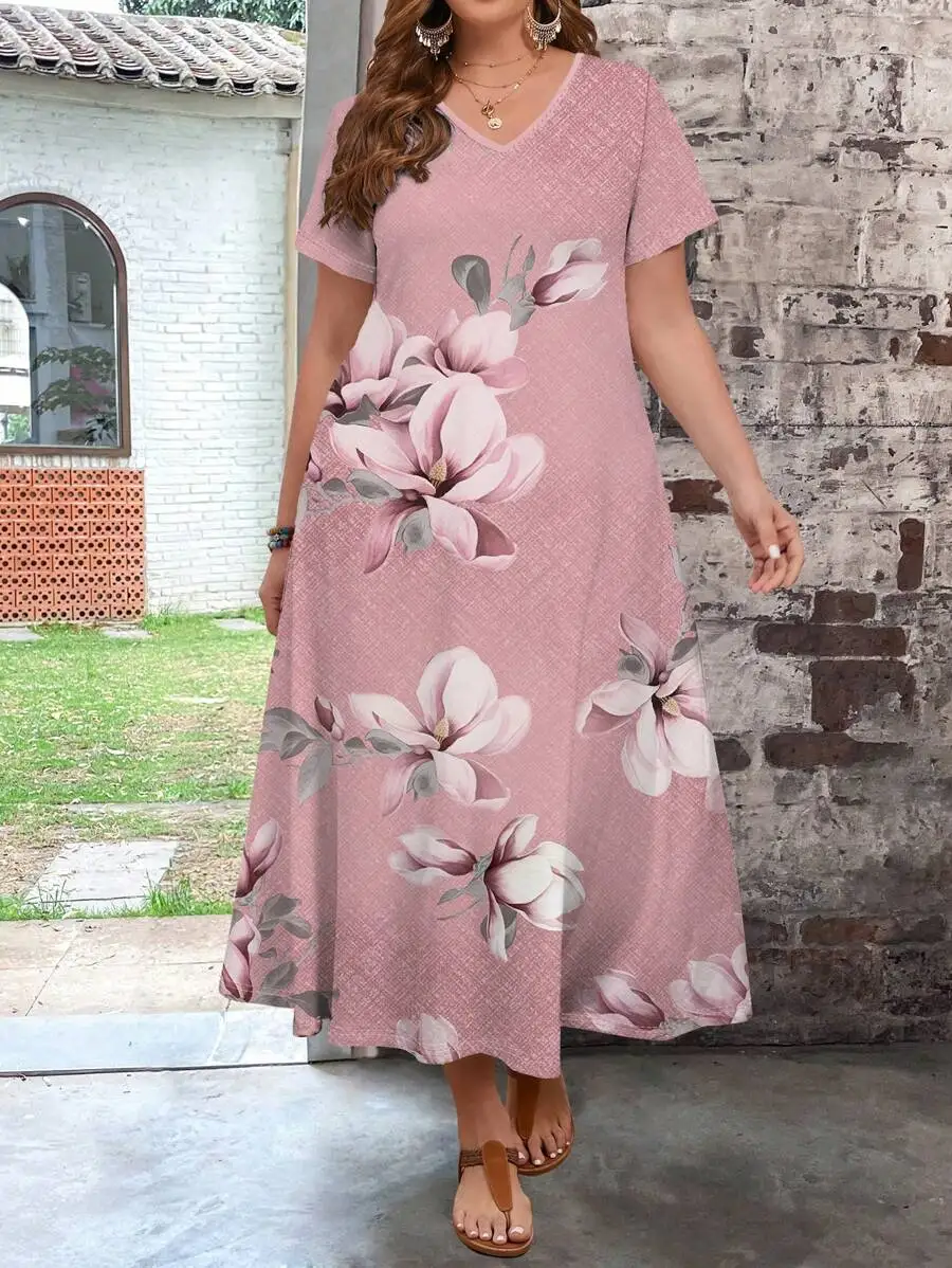 Women Plus Size Floral Print Casual V-Neck Short Sleeve A-Line Dress Summer Beach Boho
Women Plus Size Floral Print Casual V-Neck Short Sleeve A-Line Dress Summer Beach Boho
