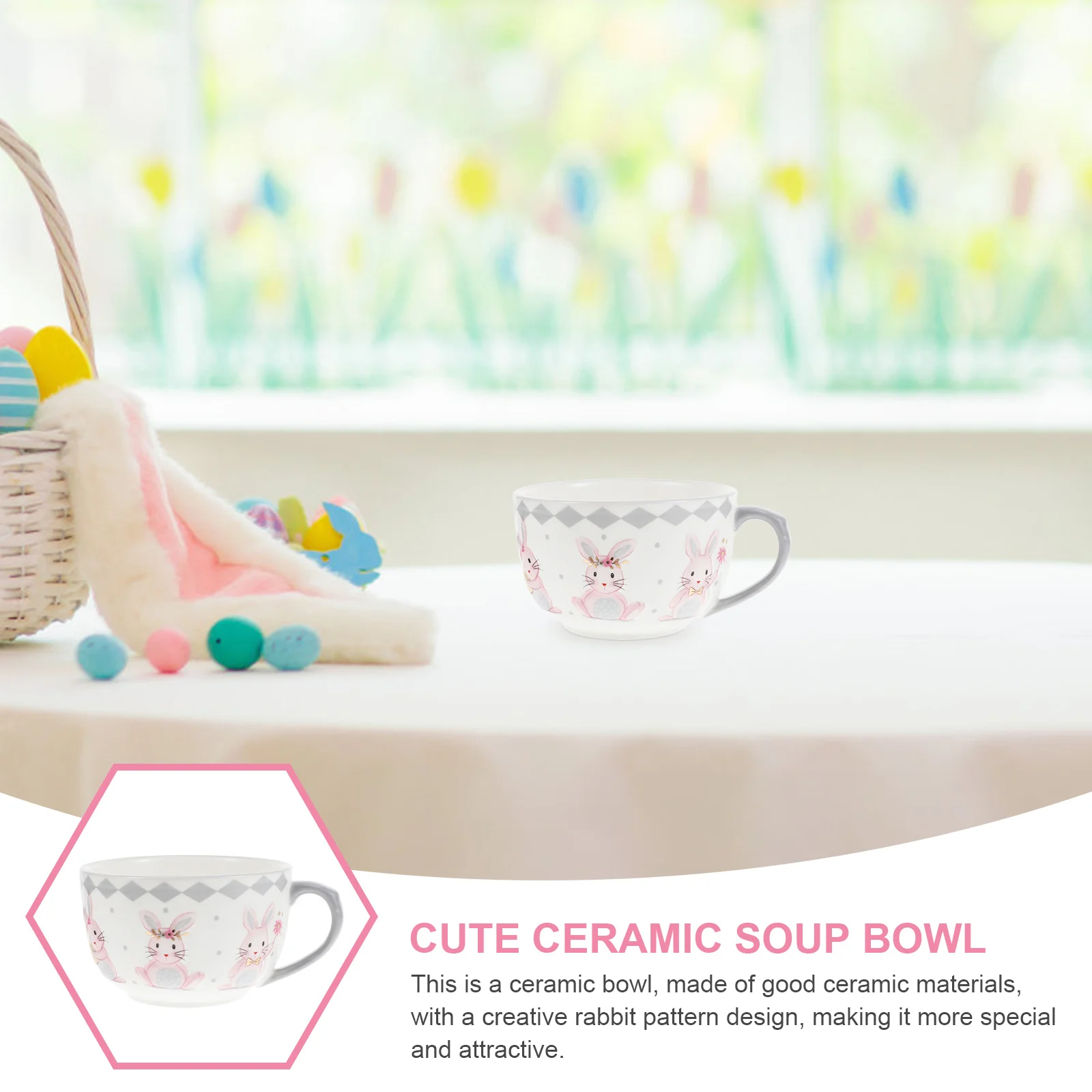 Rabbit Design Ceramic Soup Bowl Easter Cartoon Pattern Porridge Dessert Serving Tableware Easter Ceramic Bowl Adorable Tableware 
Rabbit Design Ceramic Soup Bowl Easter Cartoon Pattern Porridge Dessert Serving Tableware Easter Ceramic Bowl Adorable Tableware
